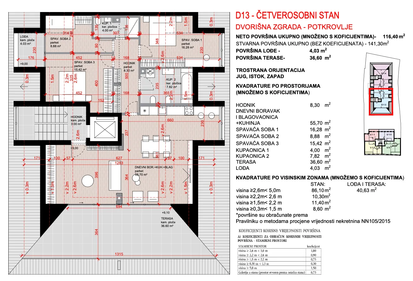 zagreb, maksimir, kvatrić, četversoban penthouse 128,57 m², novogradnja, garaža - slika 9