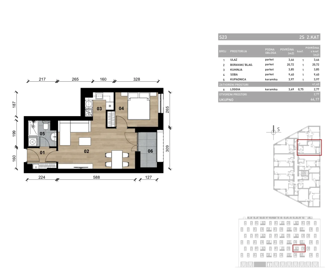 zagreb, vrapče, novogradnja, dvosoban stan na drugom katu s loggiom, 44,17 m² - slika 4