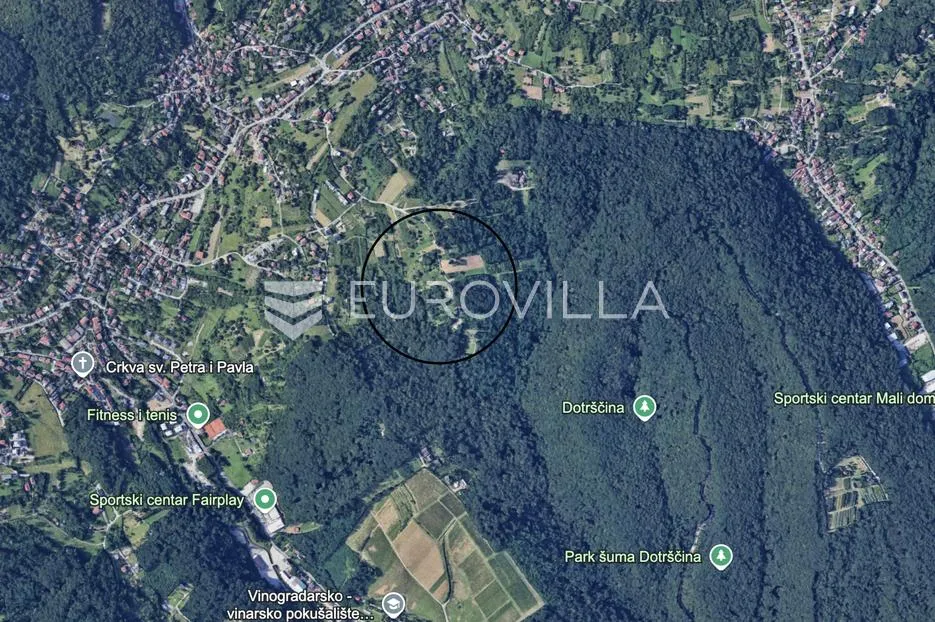 Zagreb, Markuševec, zemljište 2343 m2 u zelenoj zoni s legaliziranom kućicom 23 m2
