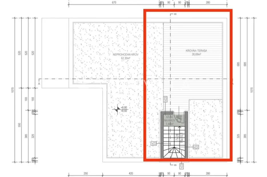 zadar, vir – dvoetažni apartman a3 od 58,3 m2 s krovnom terasom od 26,7 m2 - slika 10