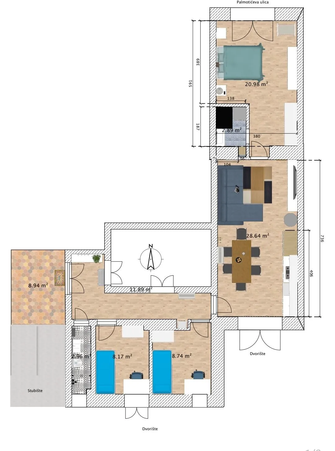zagreb, palmotićeva, moderan četverosoban stan 88 m² - slika 15