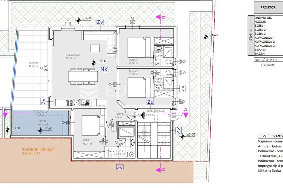 grebaštica, luksuzan stan s bazenom i pogledom na more, drugi red do mora, 110,69 m² - slika 13