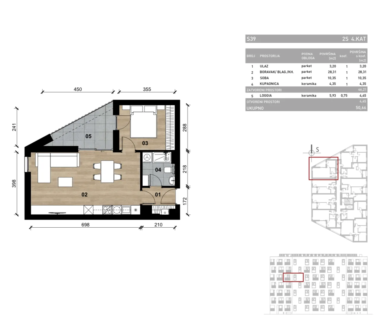zagreb, vrapče, novogradnja, dvosoban stan na četvrtom katu s loggiom, ukupno 50,66 m² - slika 4