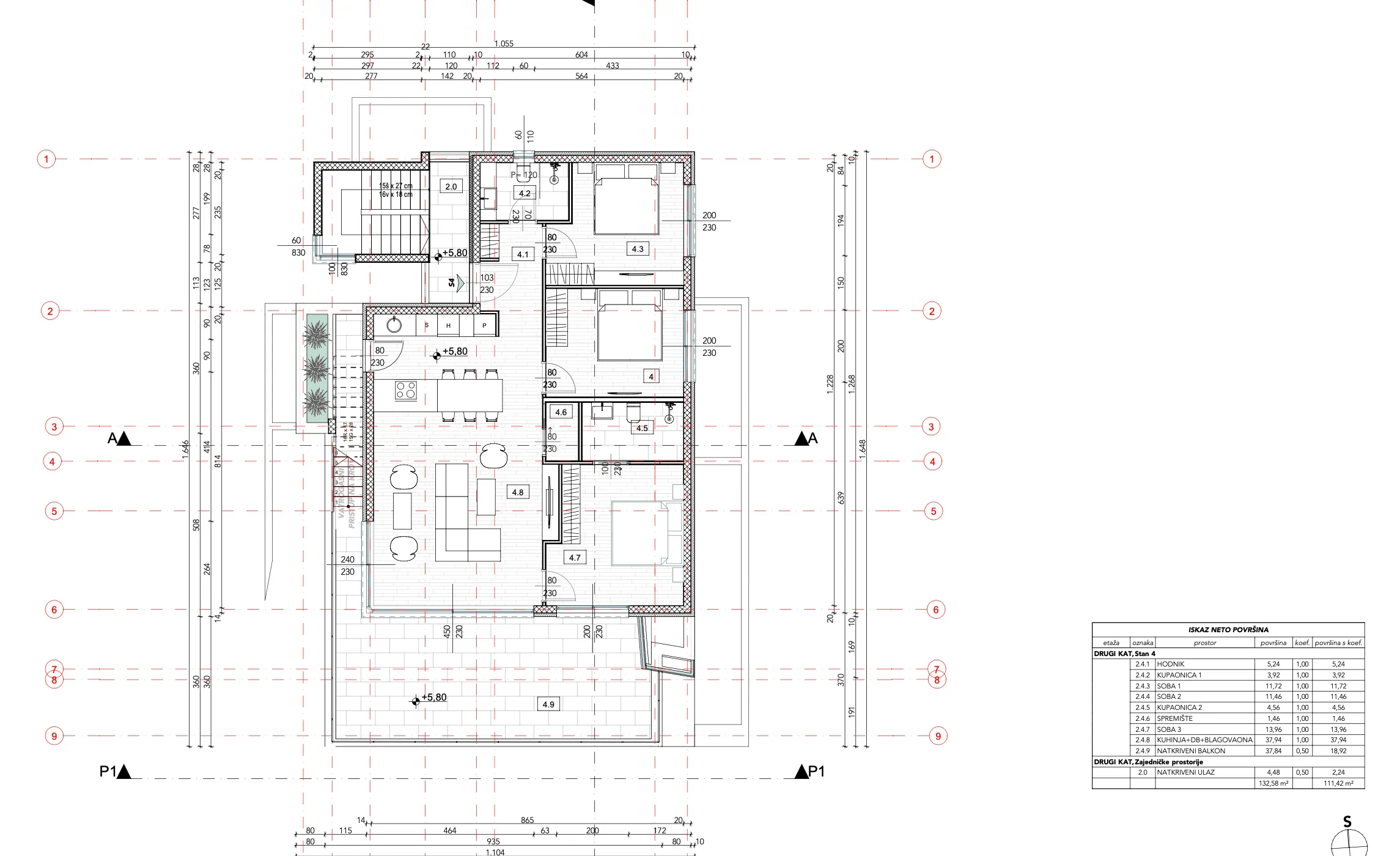 krk, njivice, trosoban stan površine 124.57 m² s krovnom terasom, bazenom i pogledom na more - slika 18