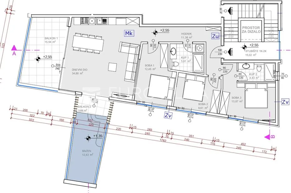 grebaštica, luksuzan penthouse s bazenom i pogledom na more, prvi red do mora, 110,54 m² - slika 22
