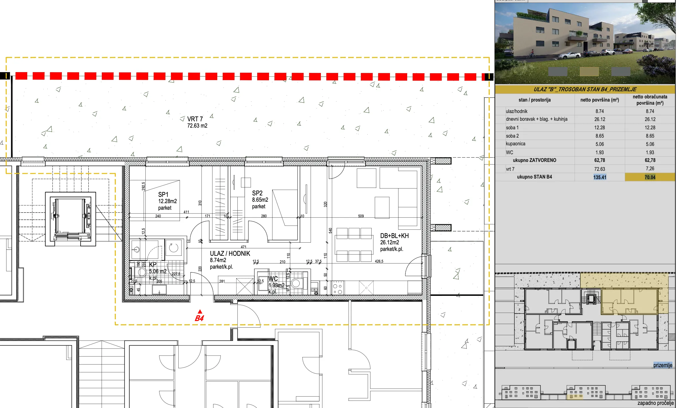 zagreb, sveta klara, klara living, trosoban stan 74,90 m², vrt, novogradnja - slika 15