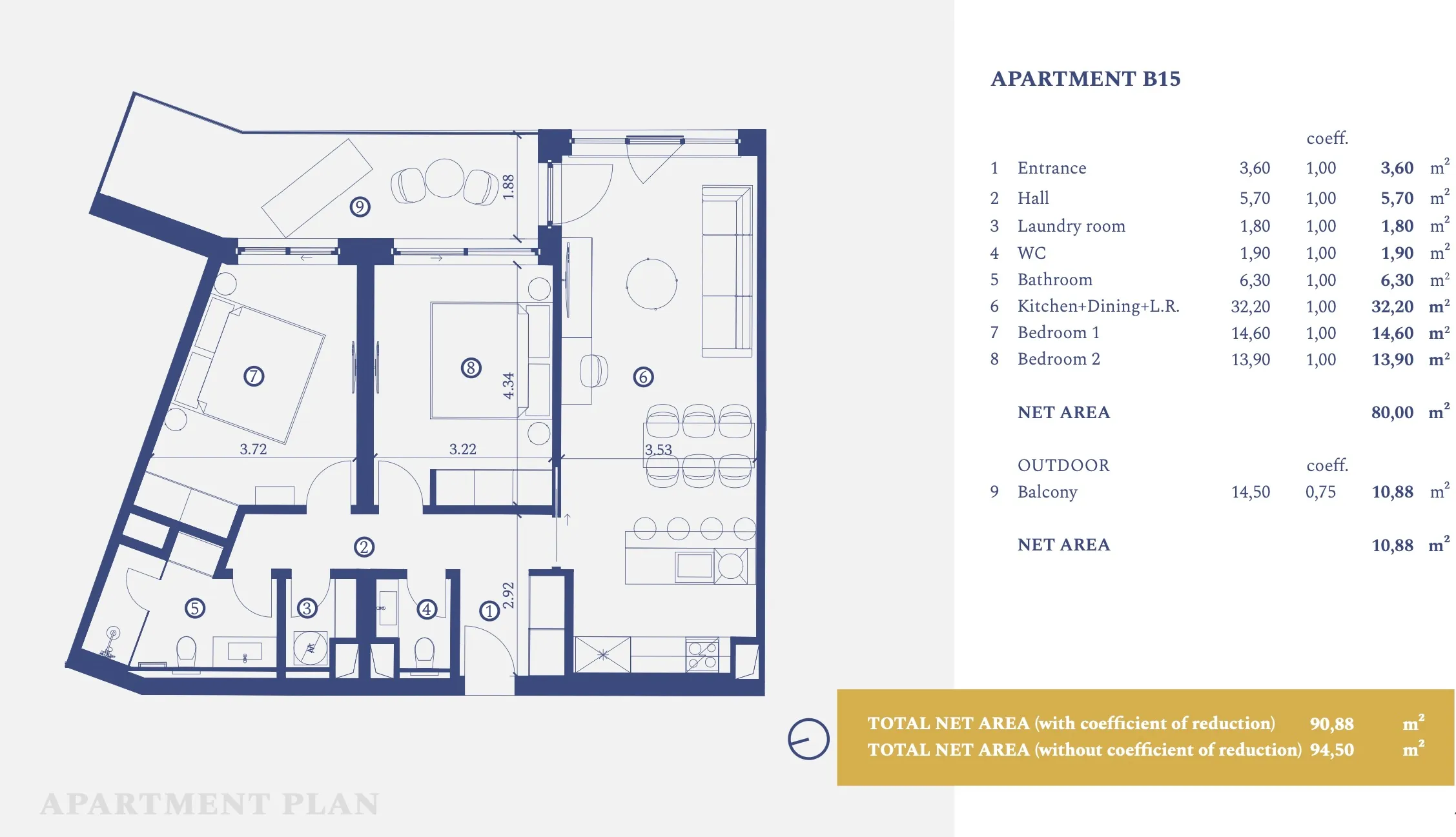 istra, savudrija, petram resort, apartman na prvom katu s dvije spavaće sobe 94,50 m² - slika 18