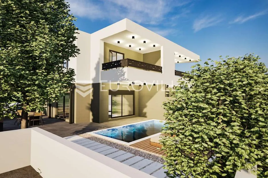 Vodice, dvoetažni stan s bazenom i vrtom u izgradnji, 100,34 m²