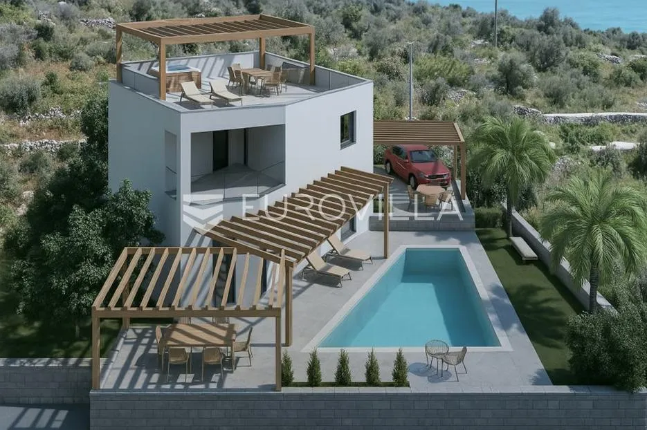 Rogoznica, vila s bazenom i pogledom na more, 168 m² - Jarebinjak