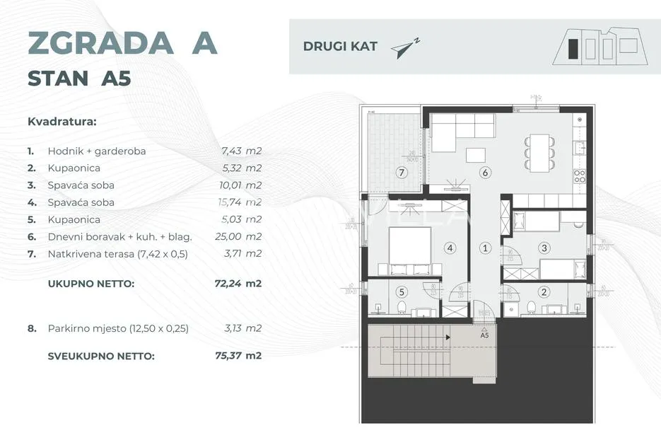istra, fažana, luksuzni trosobni stan 75.37 m², 2. kat, 1.2 km od mora, zatvoreni kompleks - slika 12