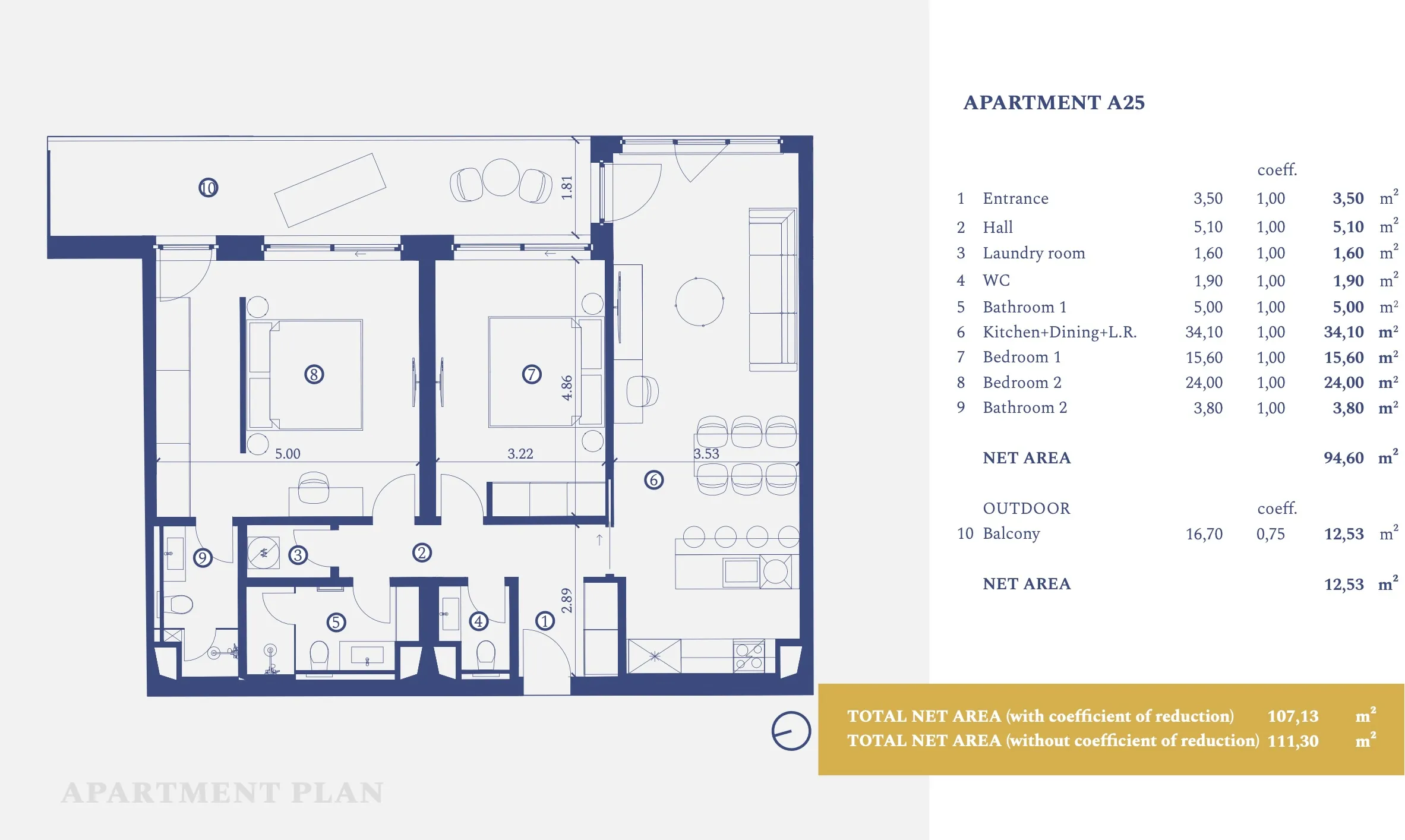 istra, savudrija, petram resort, apartman na drugom katu s dvije spavaće sobe nkp 114,0m2 - slika 20