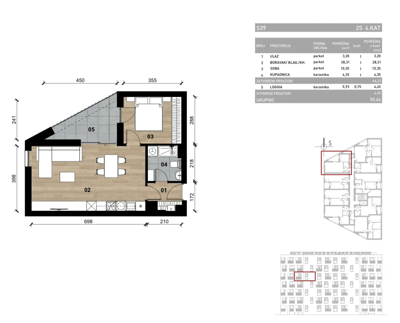 zagreb, vrapče, novogradnja, dvosoban stan na četvrtom katu s loggiom, 50,66 m² - slika 4