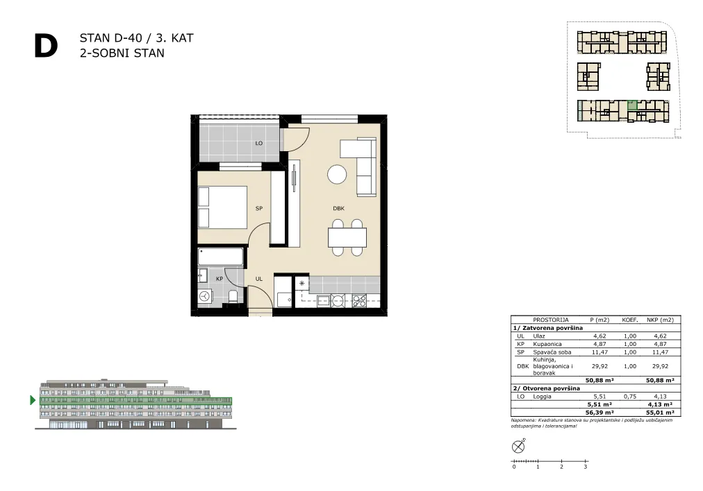velika gorica, dvosoban stan neto površine 55.01 m² novogradnja - slika 5
