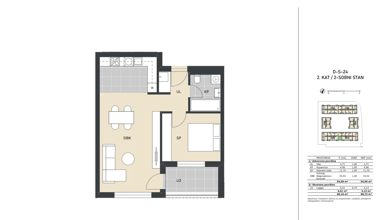 velika gorica, dvosoban stan neto površine 58,72 m² novogradnja - slika 5
