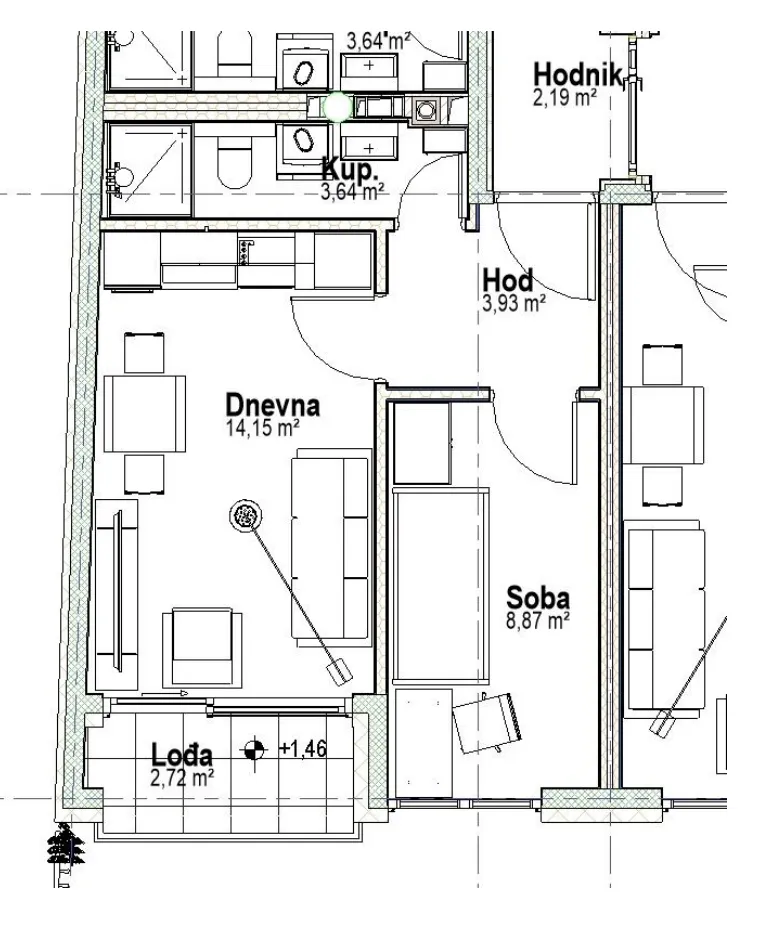 osijek, retfala, jedinstven dvosoban stan s vrtom u novogradnji, 40 m² - slika 3