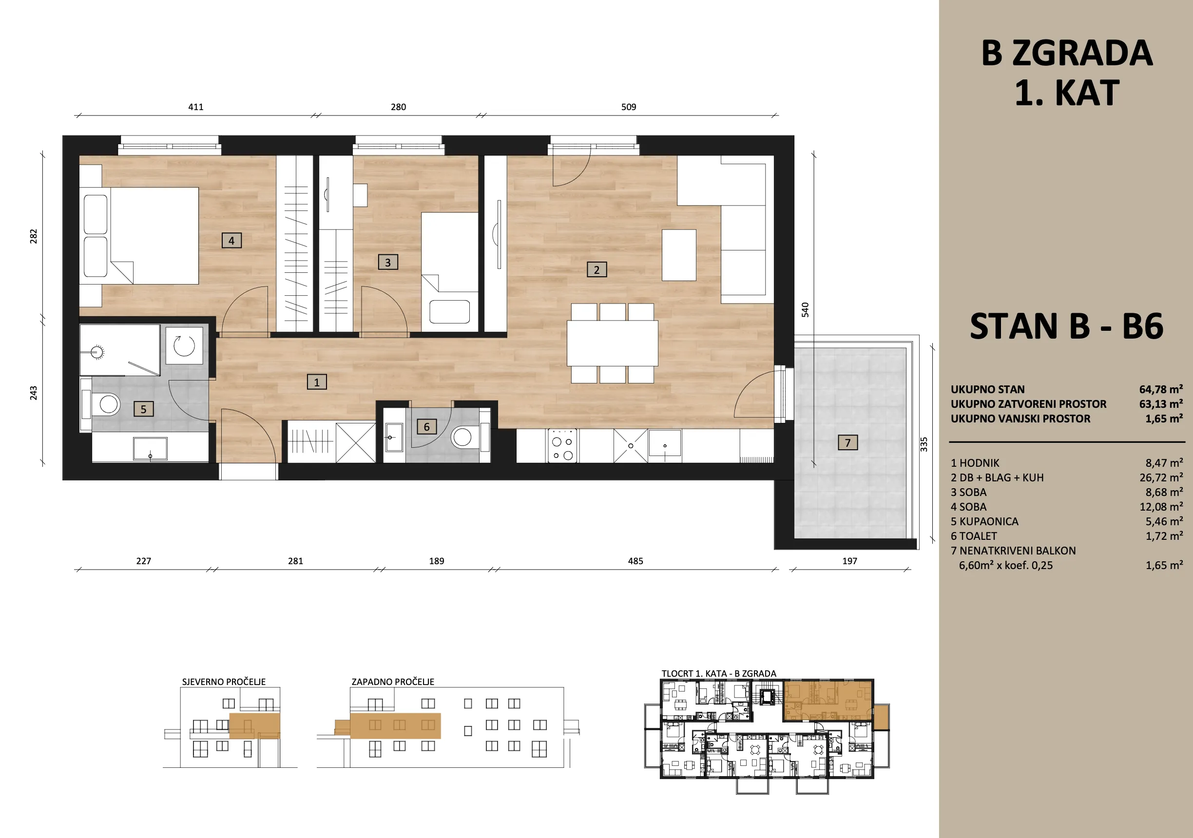 zagreb, sveta klara, klara living, trosoban stan 69.38 m², novogradnja - slika 15