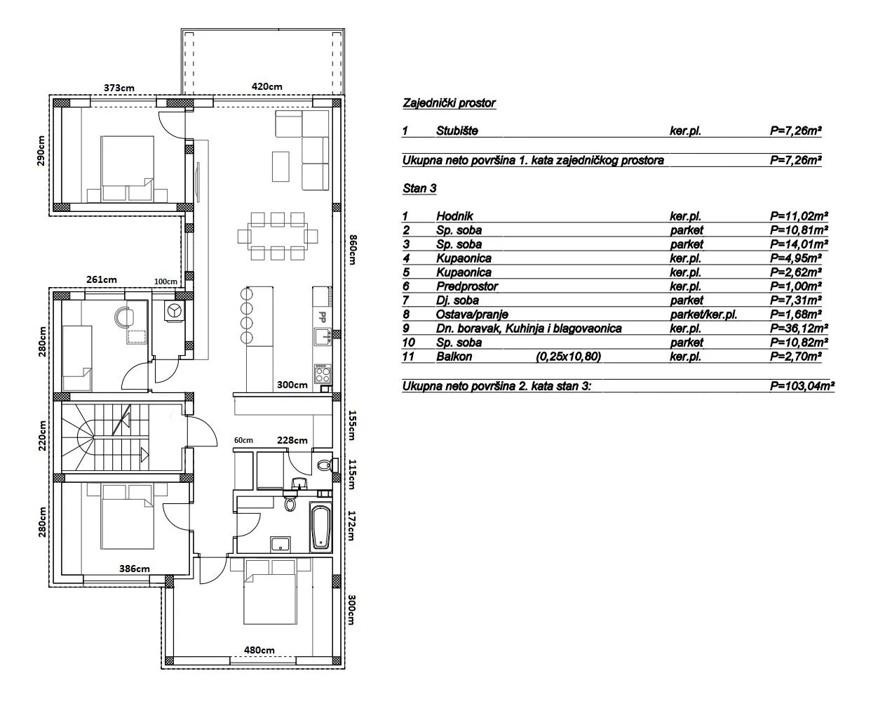 osijek, retfala, peterosoban stan u izgradnji na 2. katu, 106 m² - slika 3