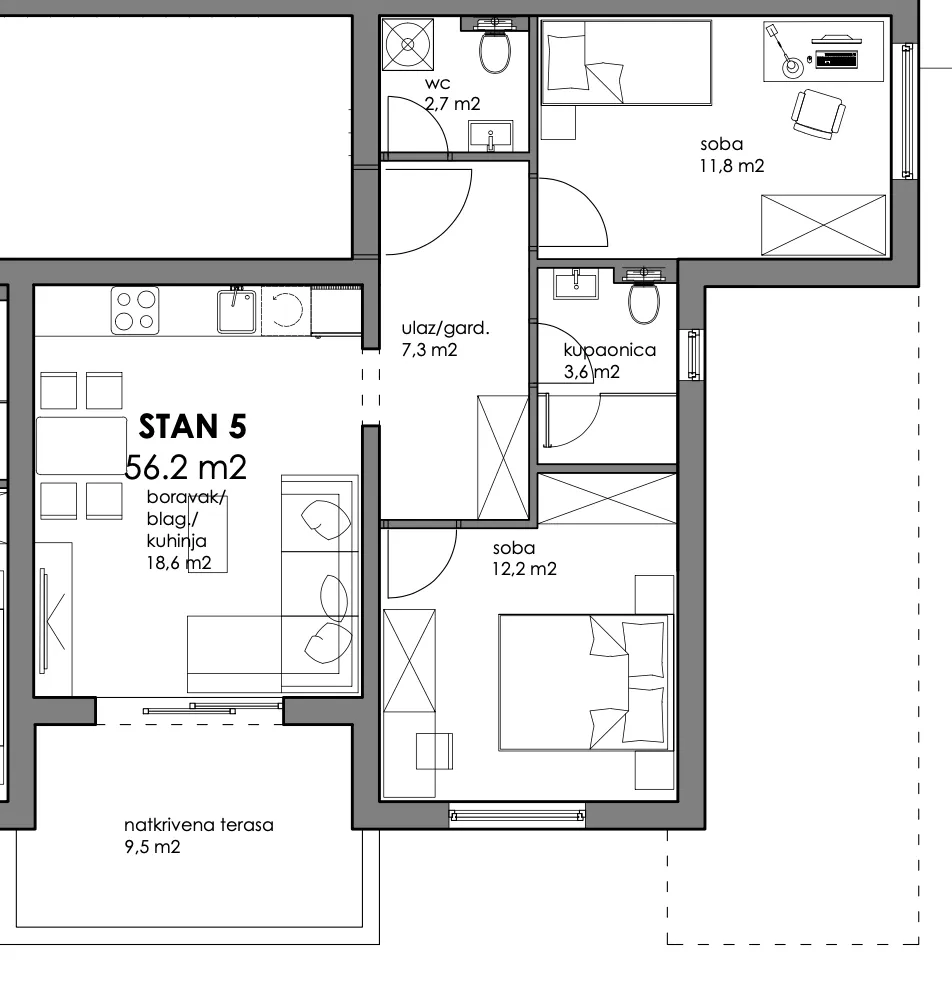 zagreb, trnava, trosoban stan u vrhunskoj novogradnji, nkp 59 m2 - slika 13