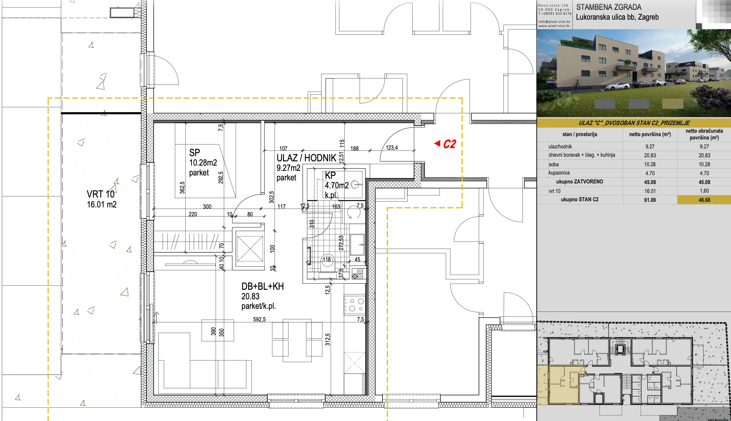 zagreb, sveta klara, klara living, dvosoban stan 51.54 m², novogradnja - slika 15