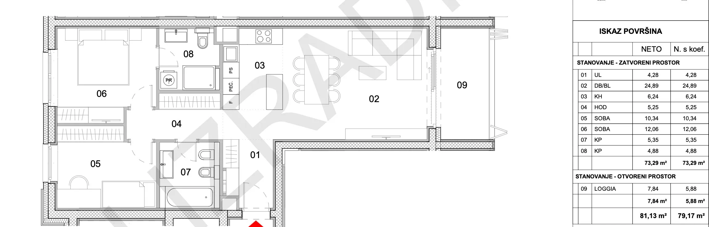 zagreb, heinzelova, vmd novogradnja, luksuzni trosobni stan 87,50 m² - slika 10