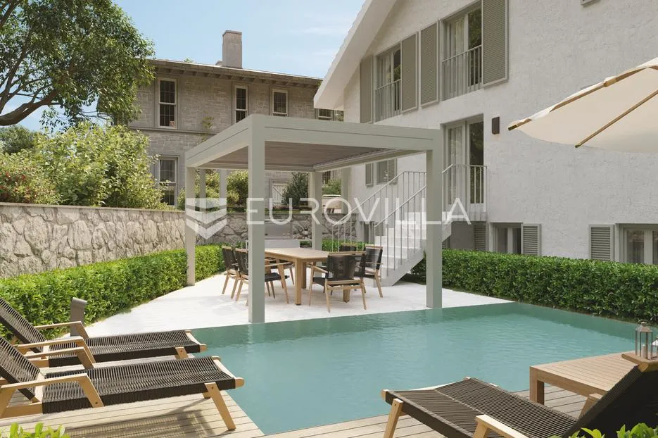 Otok Krk, Malinska, odličan dvosoban stan 47 m², bazen, terasa i vrt - Milčetići, Malinska-Dubašnica