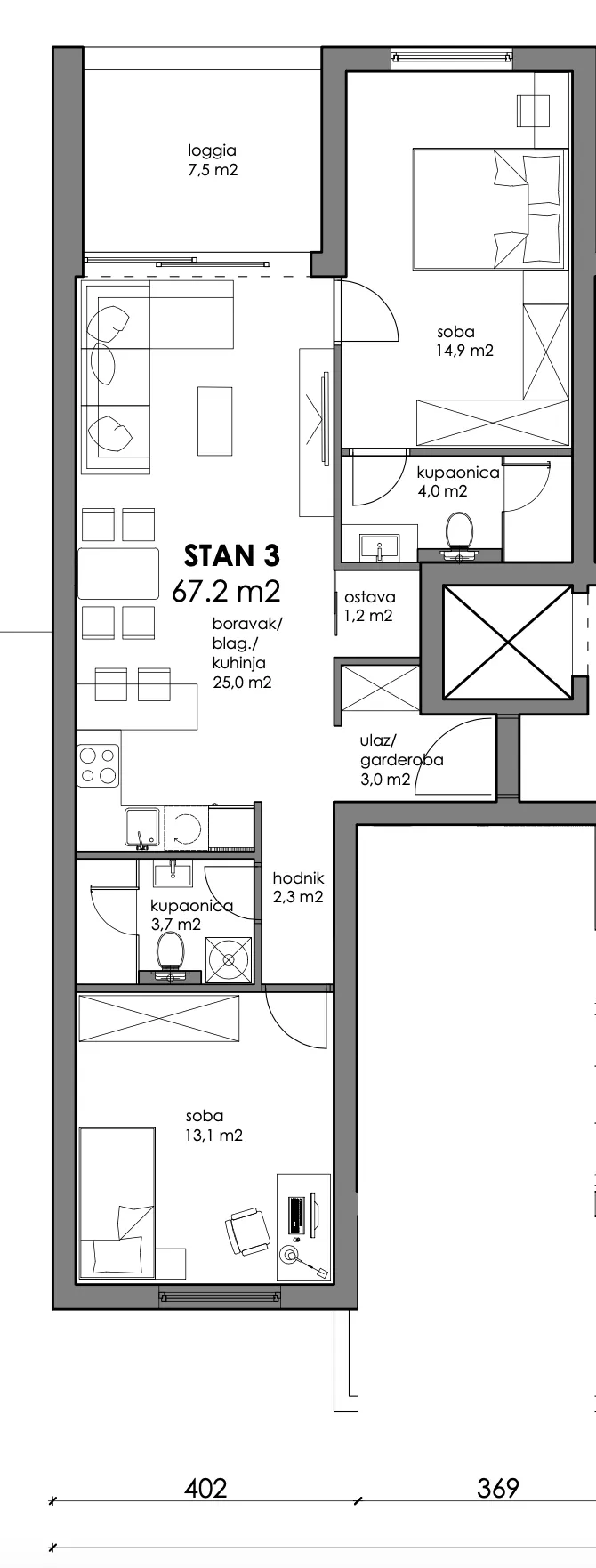 zagreb, trnava, trosoban stan u vrhunskoj novogradnji, nkp 73 m2 - slika 13