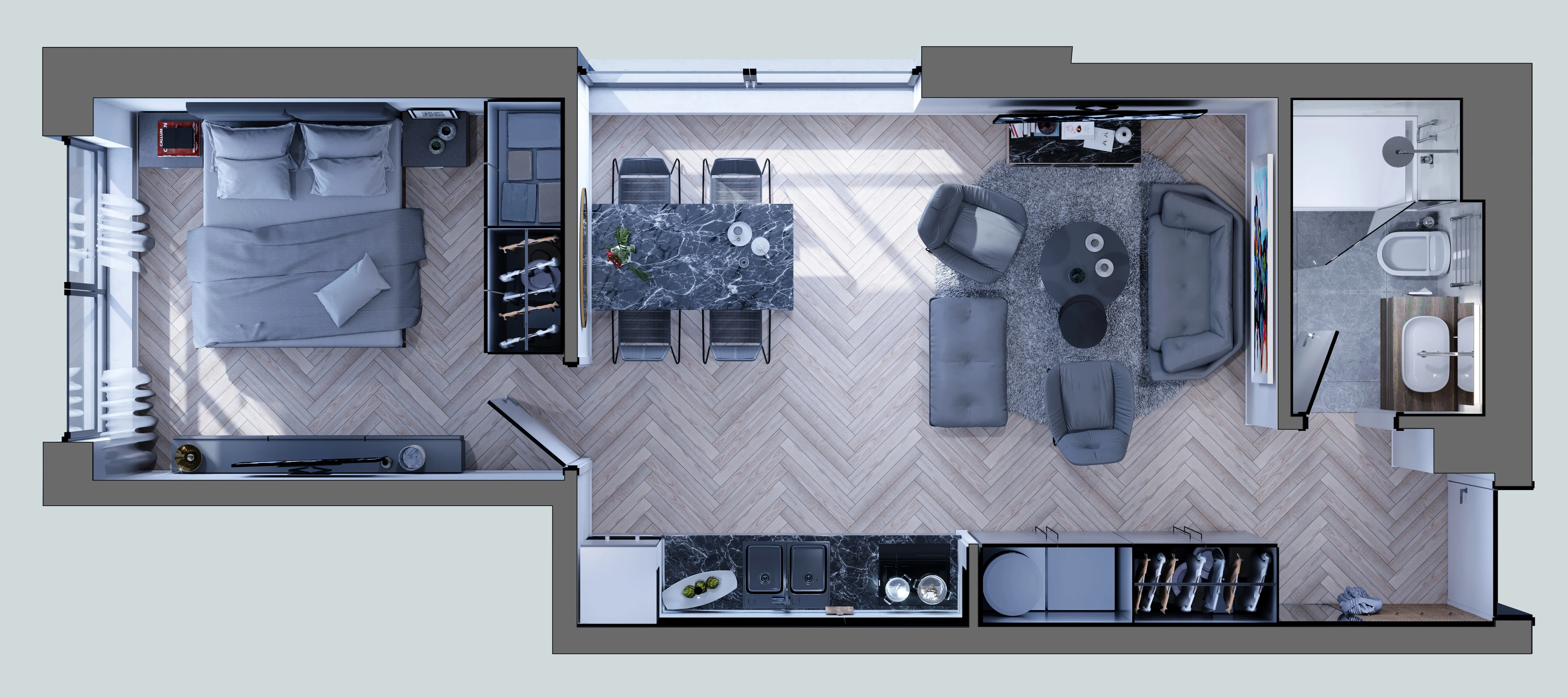 m residence, britanski trg, luksuzan dvosoban stan - slika 7