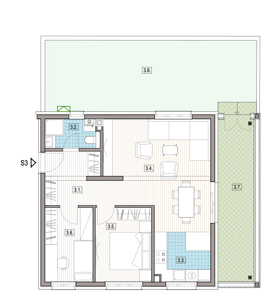 sesvete, kobiljak, luksuzna novogradnja, trosoban stan 77 m² - slika 4
