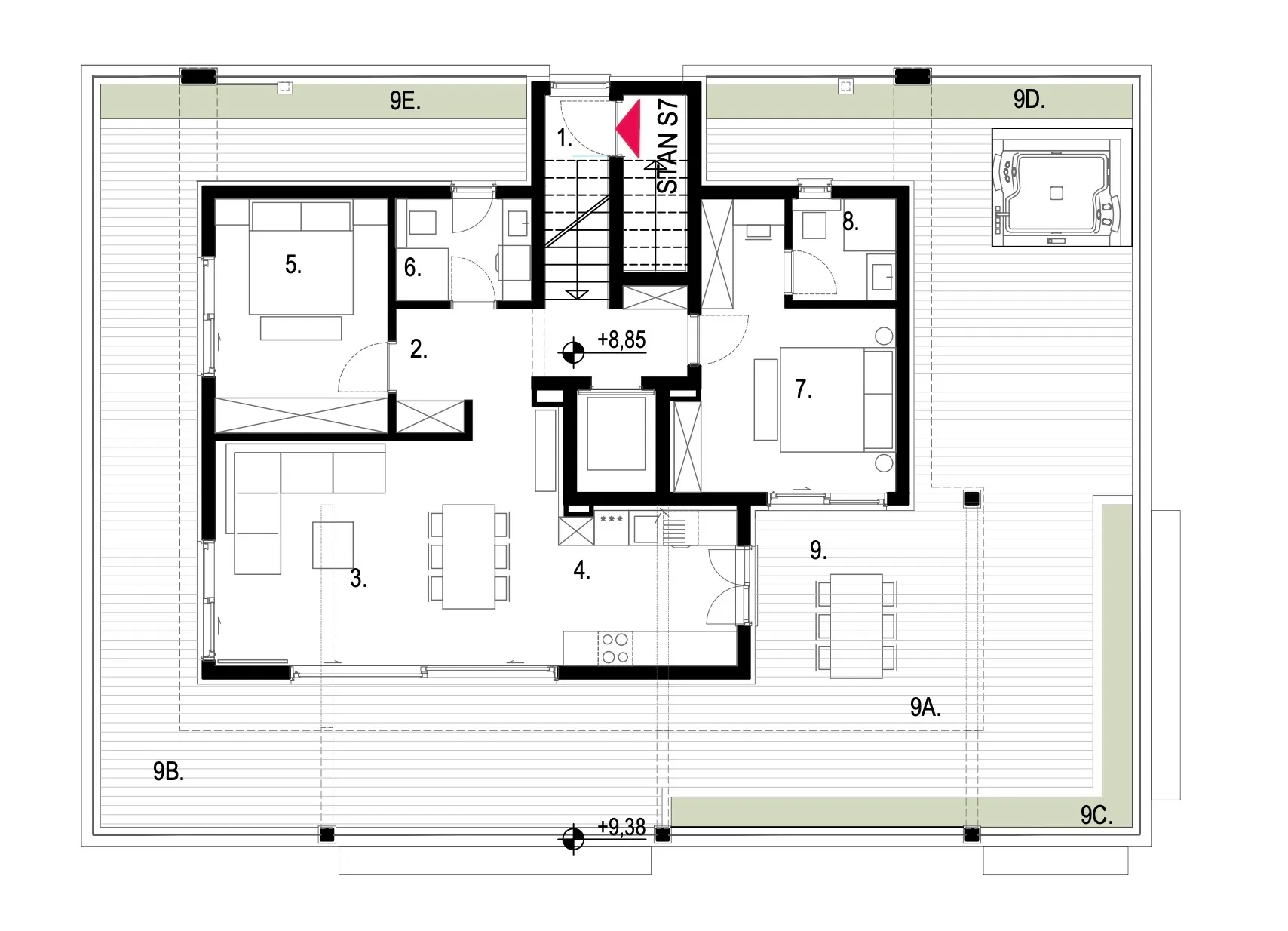 kaštela, penthouse od 102 m² treći kat s garažom povezan liftom - slika 28