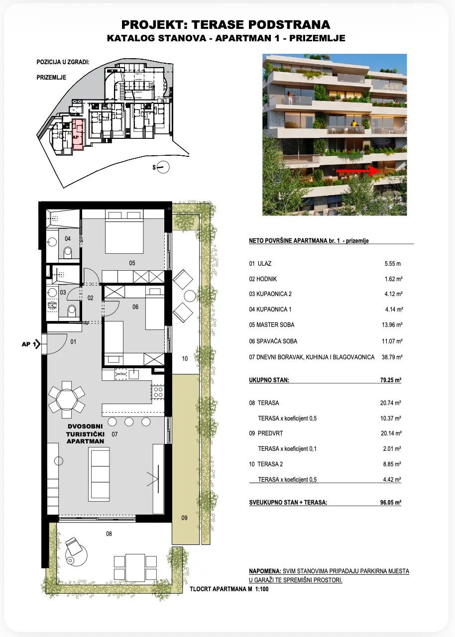split, terase podstrana | dvosoban apartman s terasom i vrtom - slika 8