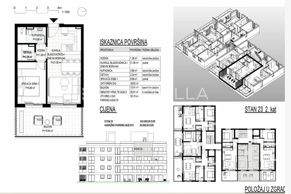 trogir, okrug gornji – apartman s23 na trećem katu neto korisne površine 56 m2 - slika 14