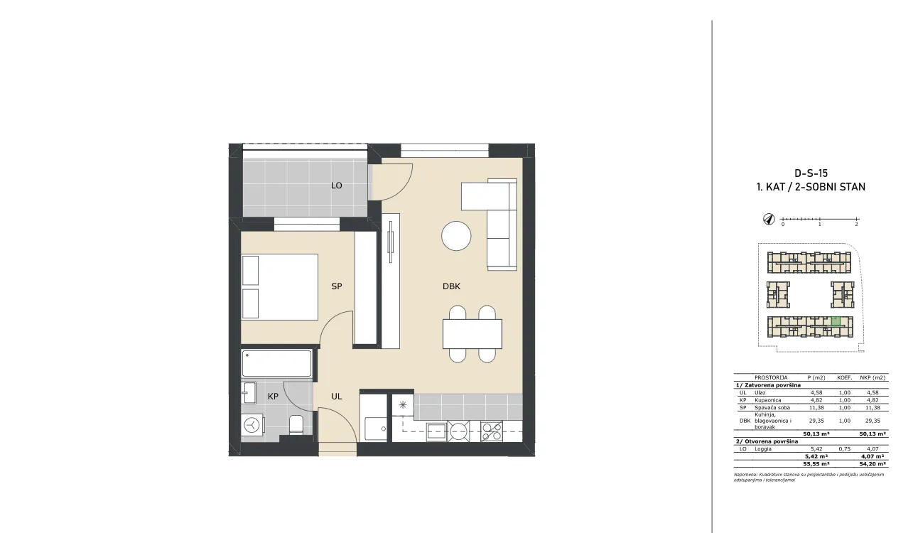 velika gorica, dvosoban stan neto površine 54,20 m² novogradnja - slika 5