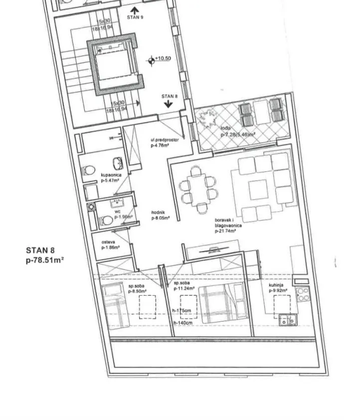 slavonski brod, centar, novogradnja, trosoban stan 78,15 m² - slika 6
