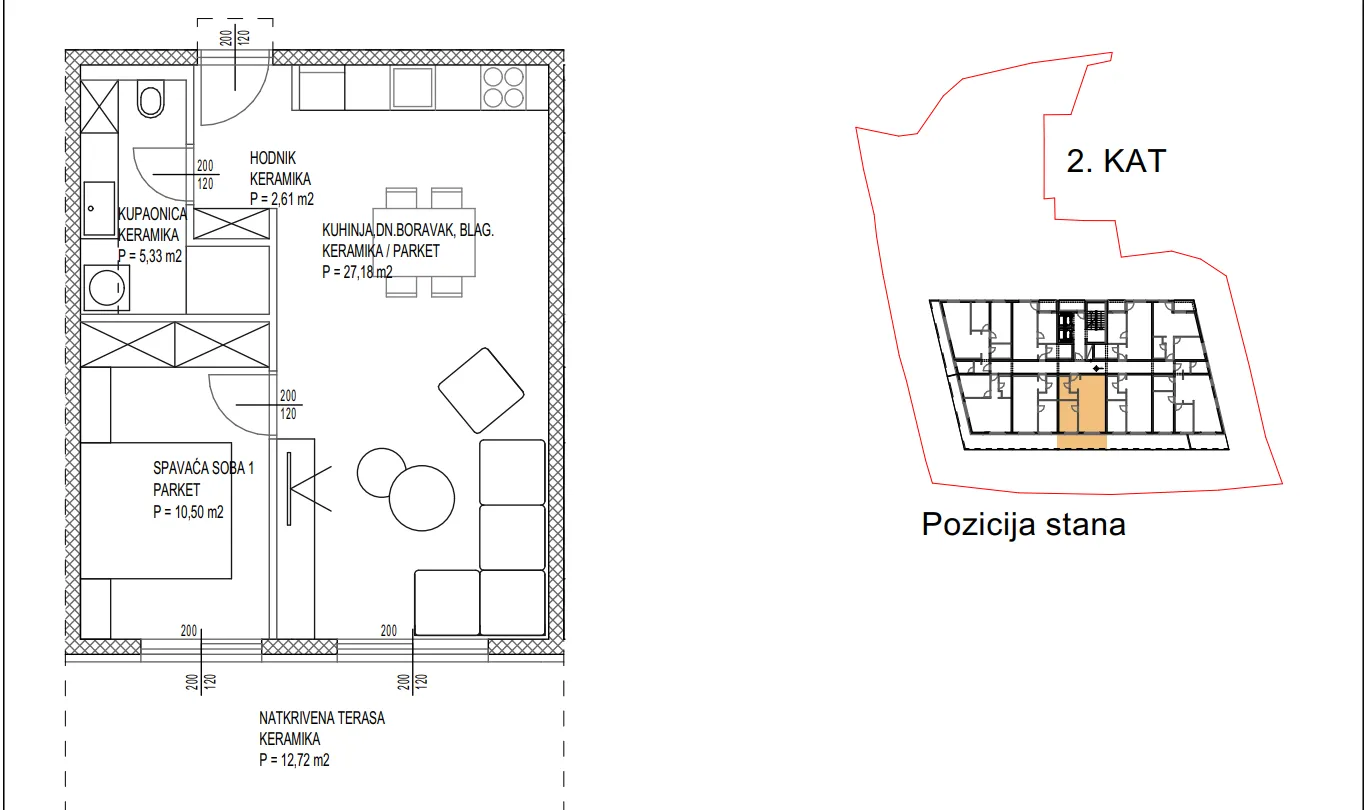 zadar, vruljica, luksuzni jednosoban stan na trećem katu, 250 m od mora, 45,69 m² - slika 11