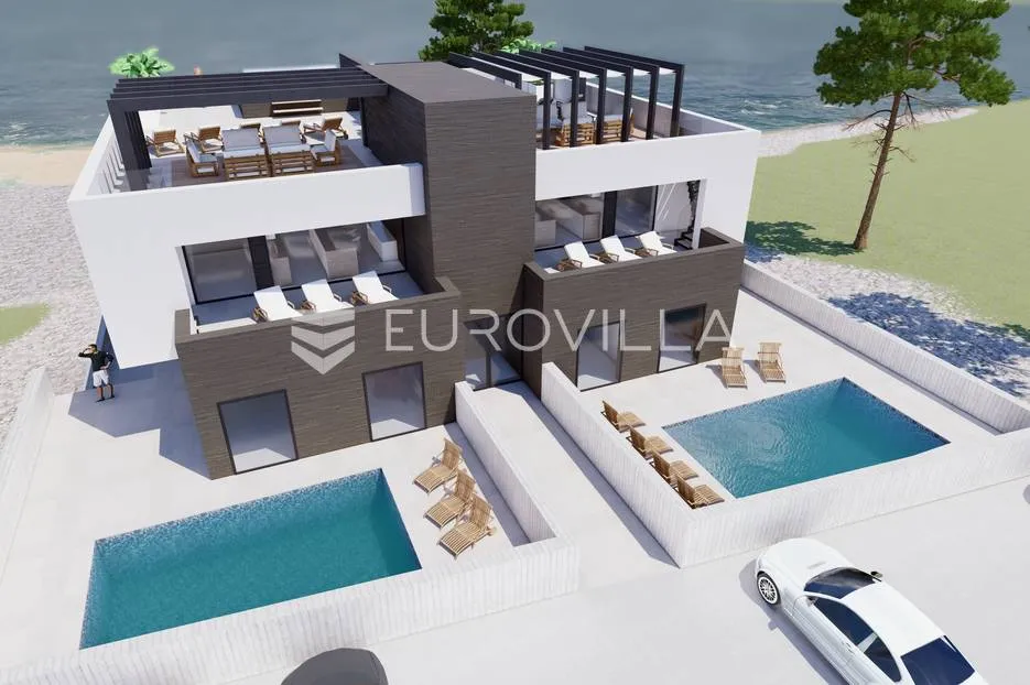 Vinjerac, luksuzan penthouse prvi red do mora sa krovnom terasom 134,85 m² - Vinjerac, Posedarje