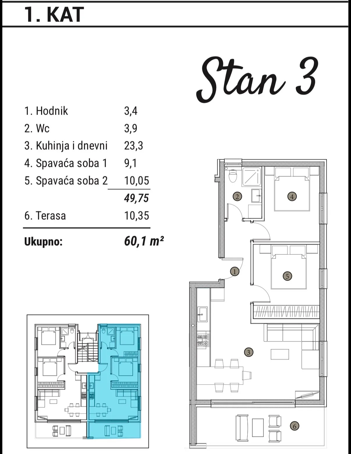 trogir, dvosoban stan u izgradnji površine 63.99 m² - slika 16