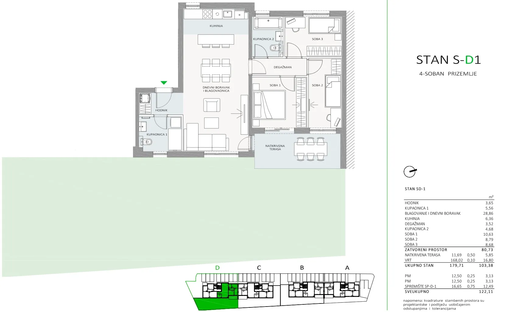 sveta nedelja residence, četverosoban stan nkp 122.11 m2 novogradnja - slika 7