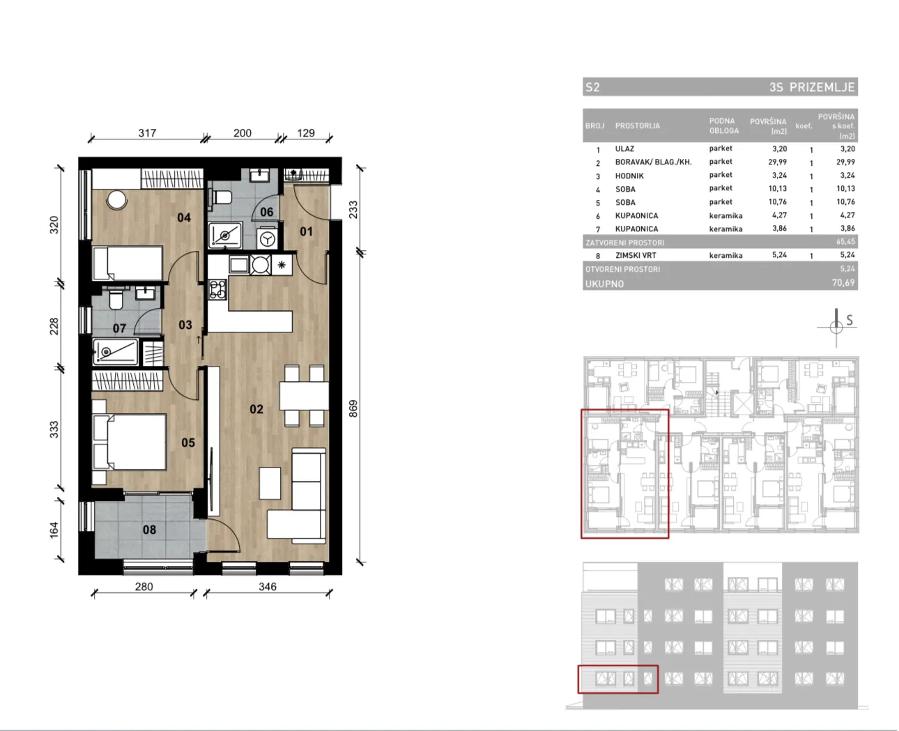 zagreb, dugave, novogradnja, trosoban stan u prizemlju sa zimskim vrtom, 70,69 m² - slika 2