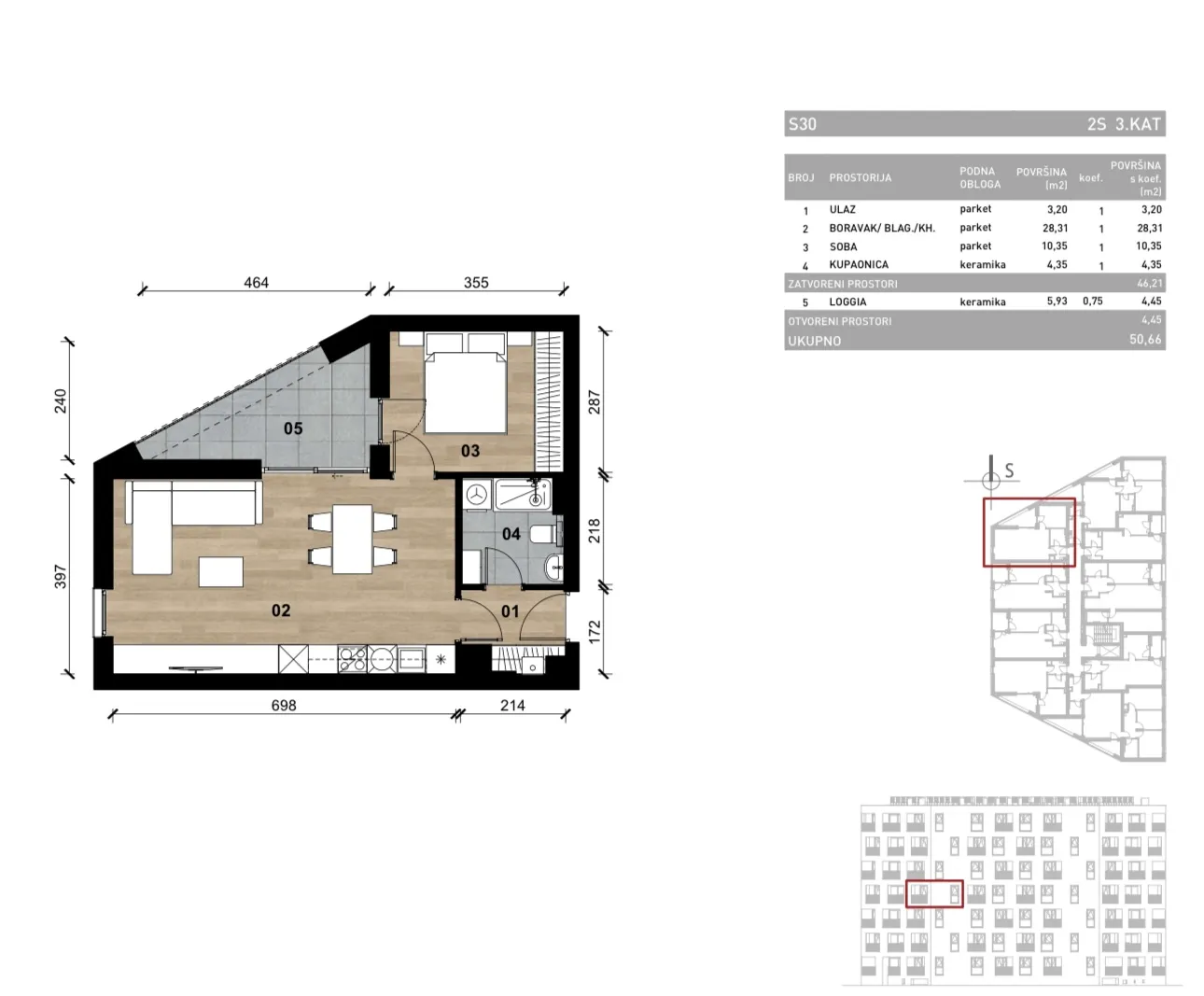 zagreb, vrapče, novogradnja, dvosoban stan na trećem katu s loggiom, 50,66 m² - slika 4