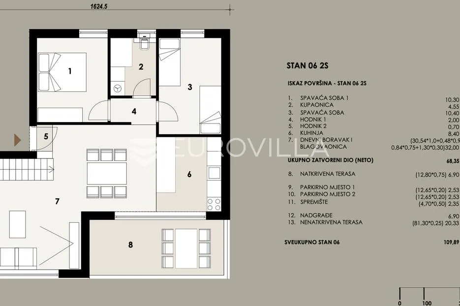 zadar, borik, ekskluzivan penthouse s krovnom terasom, 109,89 m², s6 - slika 8