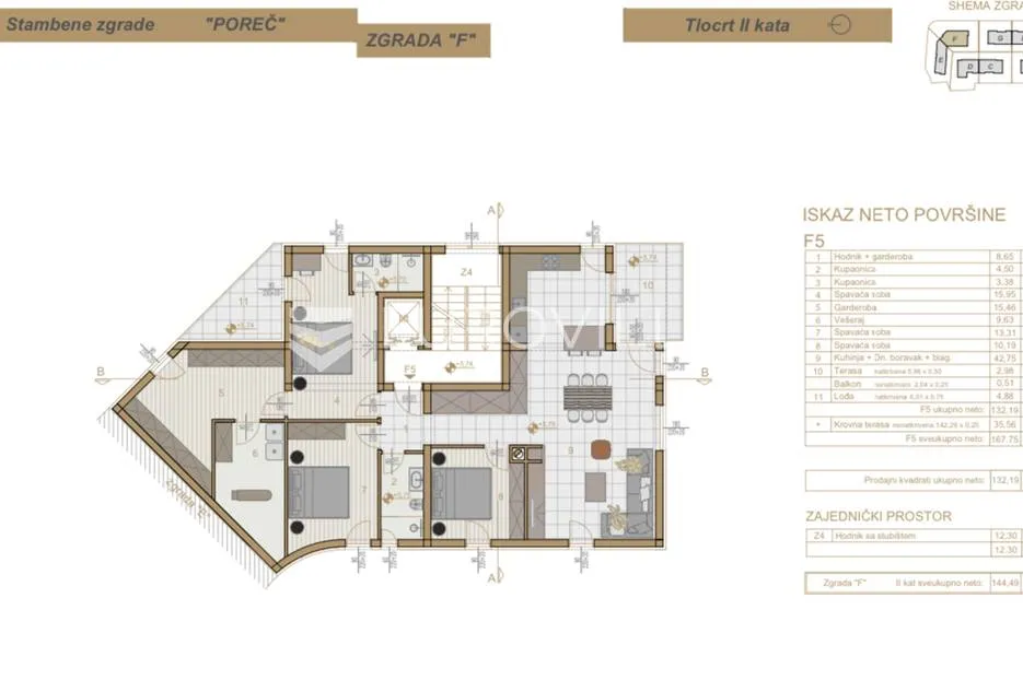 istra, poreč, trosoban penthouse 177 m2 - 800 m od mora - slika 27