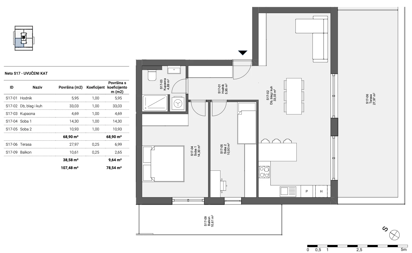 sesvete, popovec, trosobni penthouse, 79 m2 nkp, novogradnja - slika 6