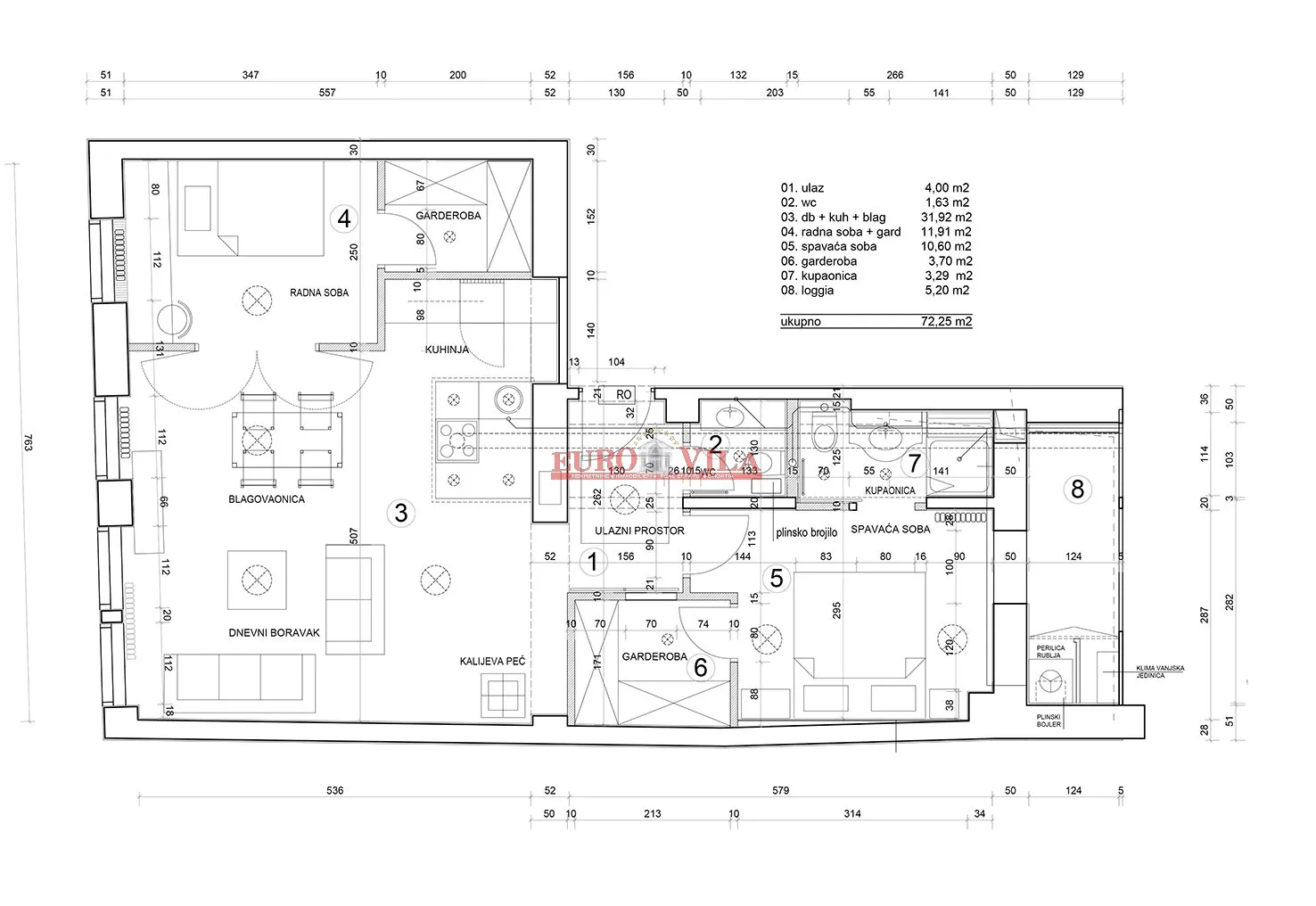 zagreb, ilica, trg bana jelačića prekrasan trosoban stan 72 m² najam - slika 21