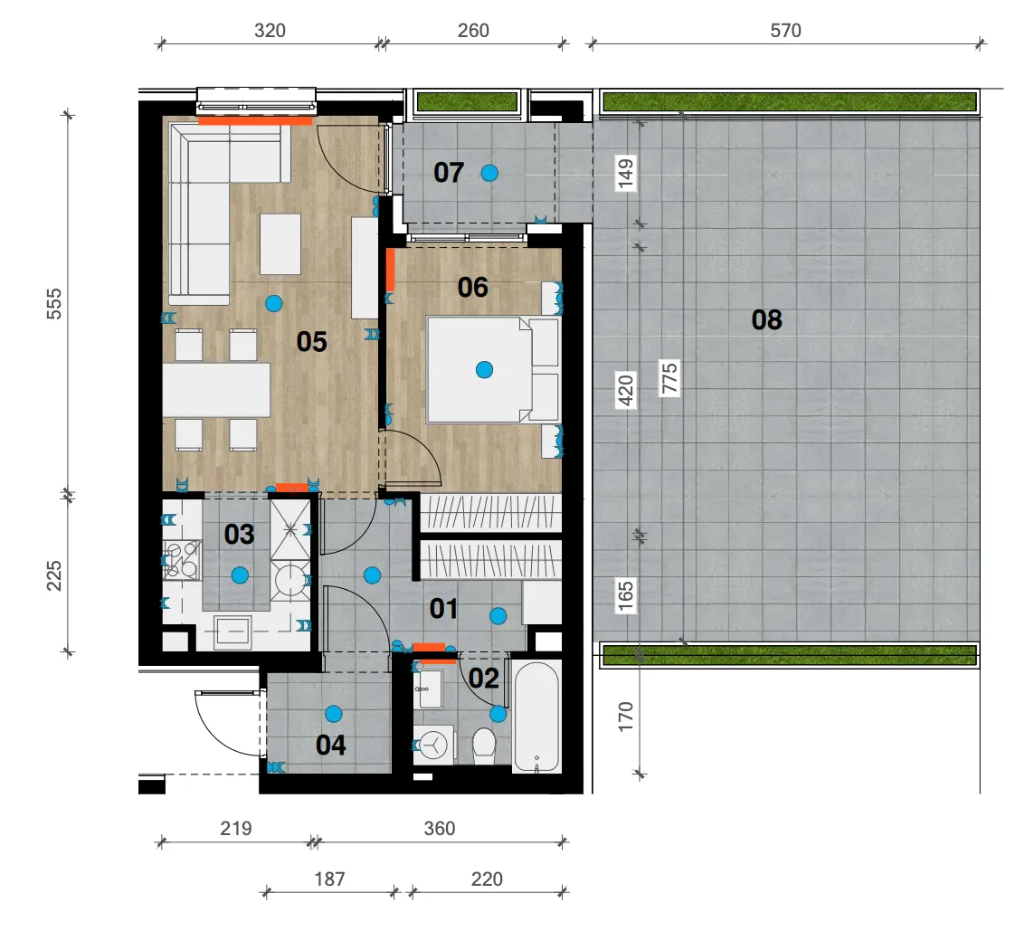 zagreb, črnomerec, vrhunska novogradnja, dvosoban stan s terasom površine 61 m² - slika 10