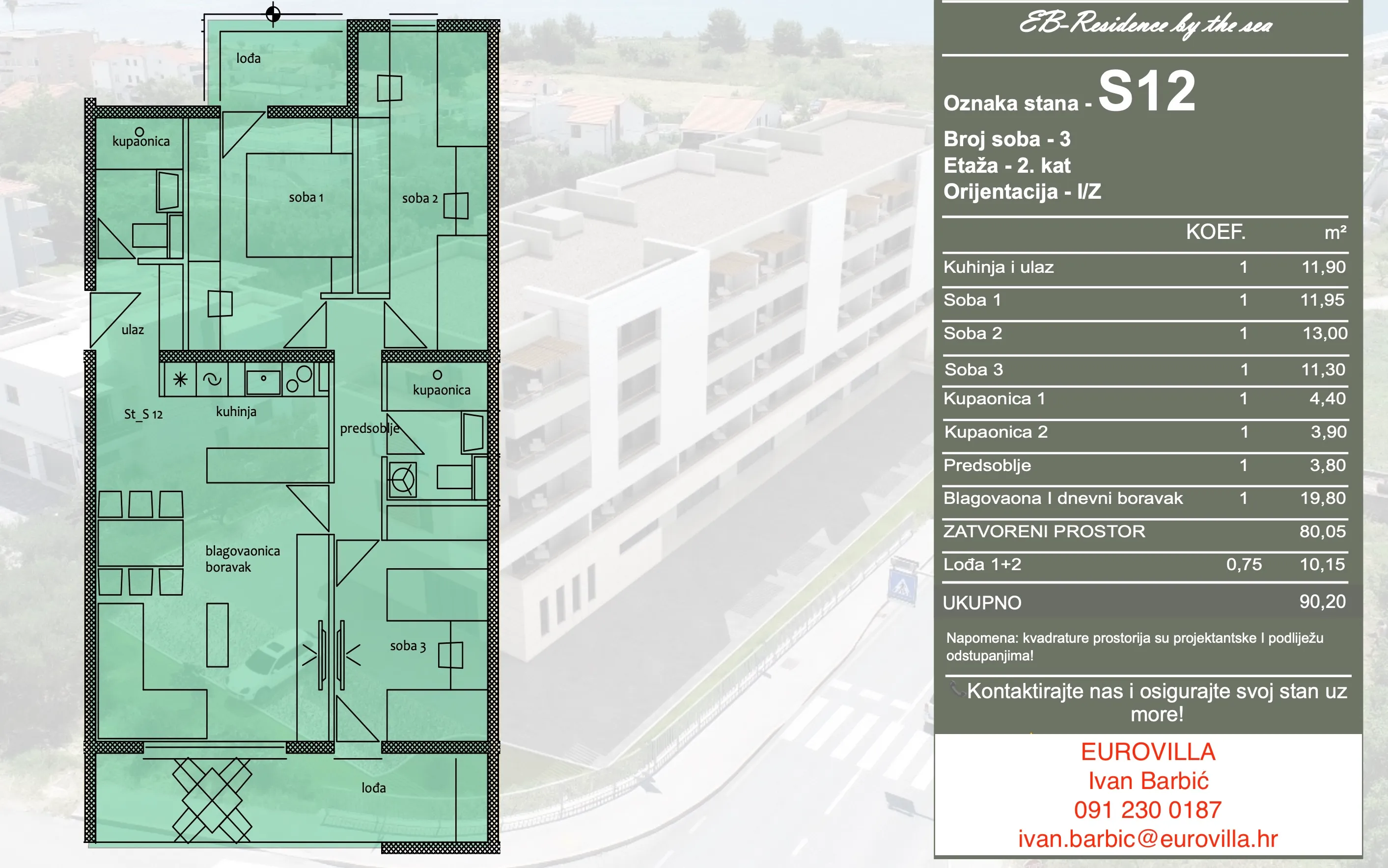 trogir, trosoban stan od 93,6 m² drugom katu s pogledom na more - slika 4