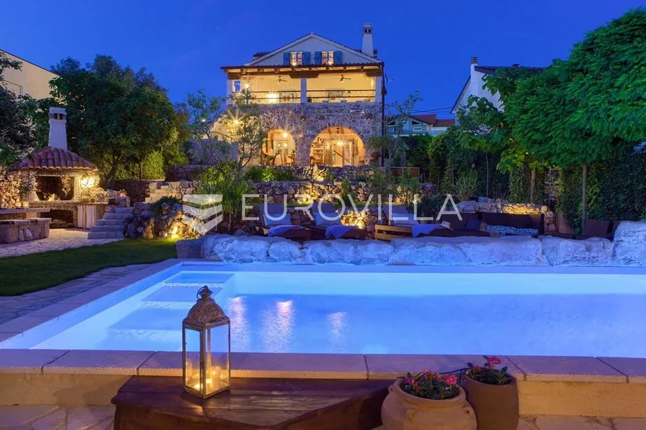 otok krk, malinska, sveti vid, prekrasna mediteranska vila s bazenom - slika 2