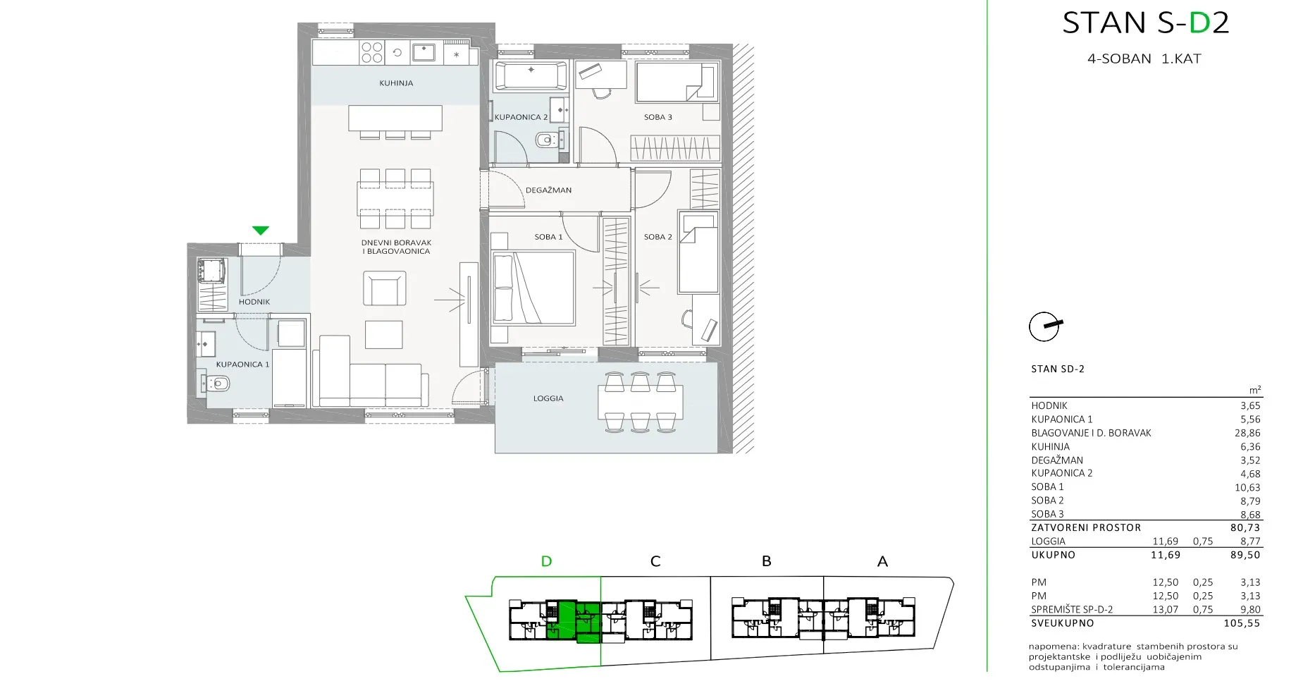 sveta nedelja residence, četverosoban stan nkp 105.55 m2 novogradnja - slika 7