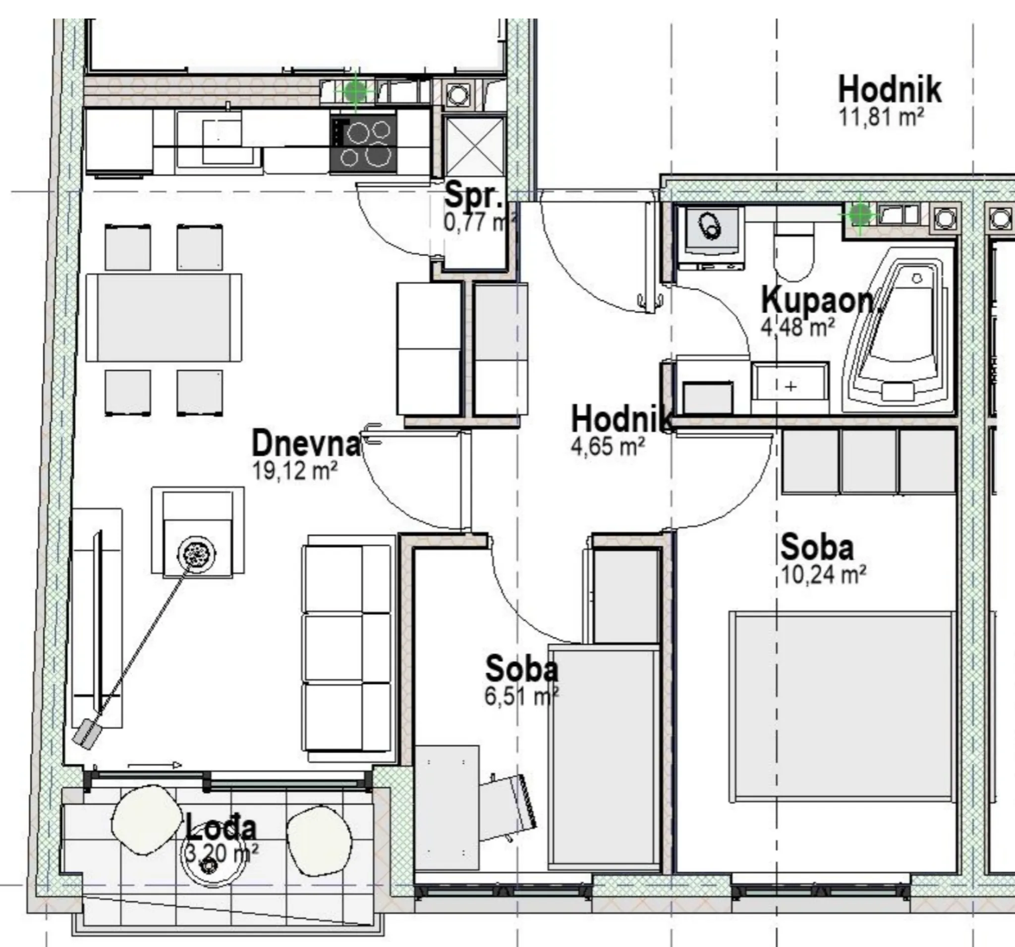 osijek, retfala, dobro organiziran trosoban stan, novogradnja, 51 m², 2. kat - slika 3