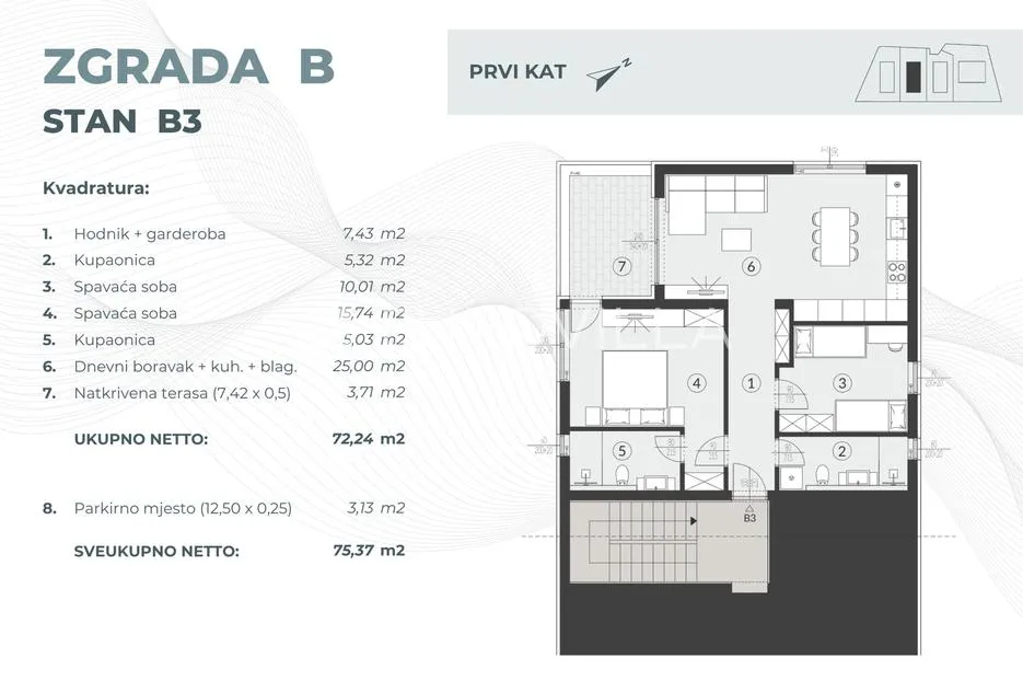 istra, fažana, luksuzni trosobni stan 75.37 m², 1. kat, 1.2 km od mora, zatvoreni kompleks - slika 12