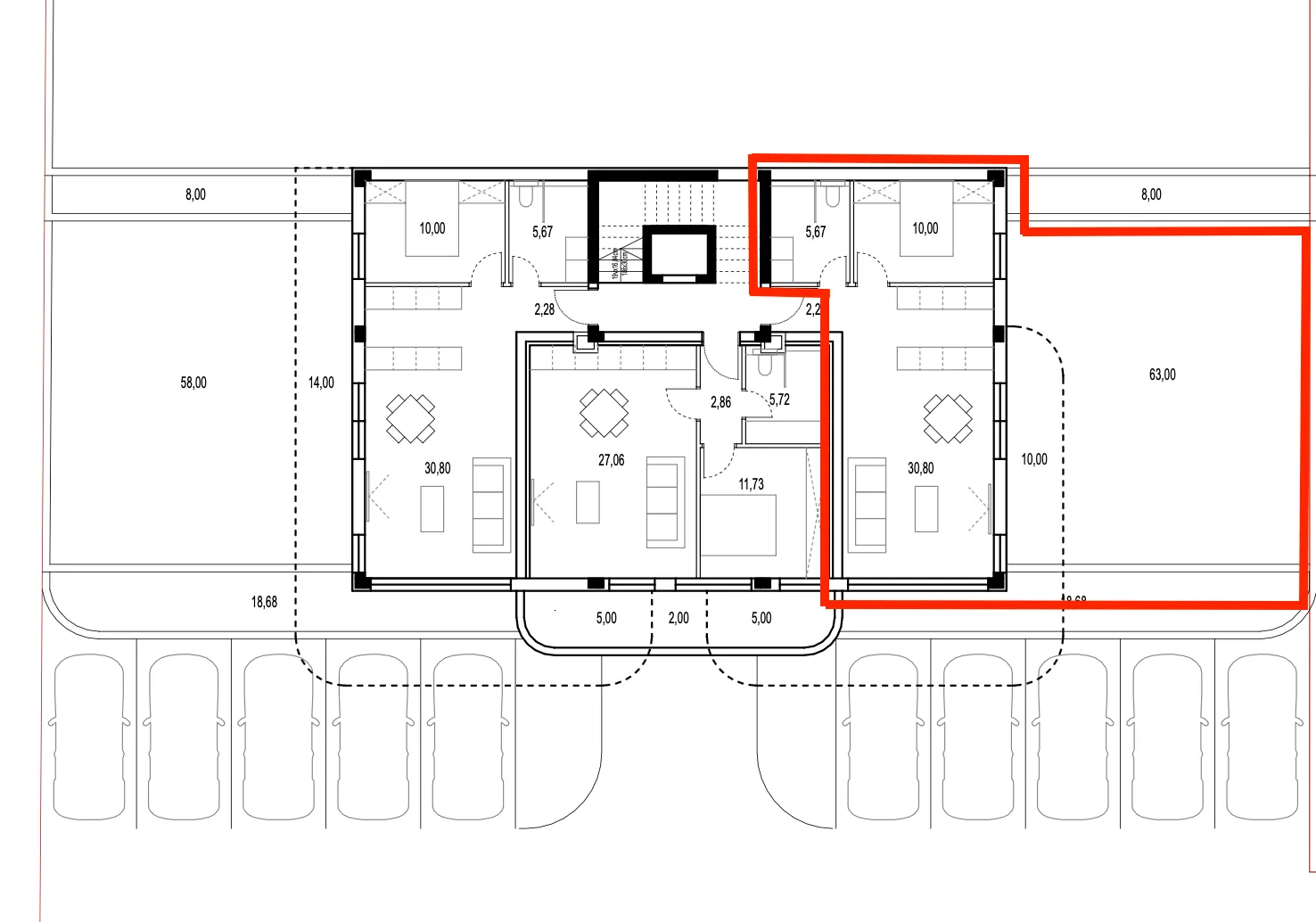 brodarica, novogradnja, jednosoban stan s pogledom na more, 65,95 m² - slika 13
